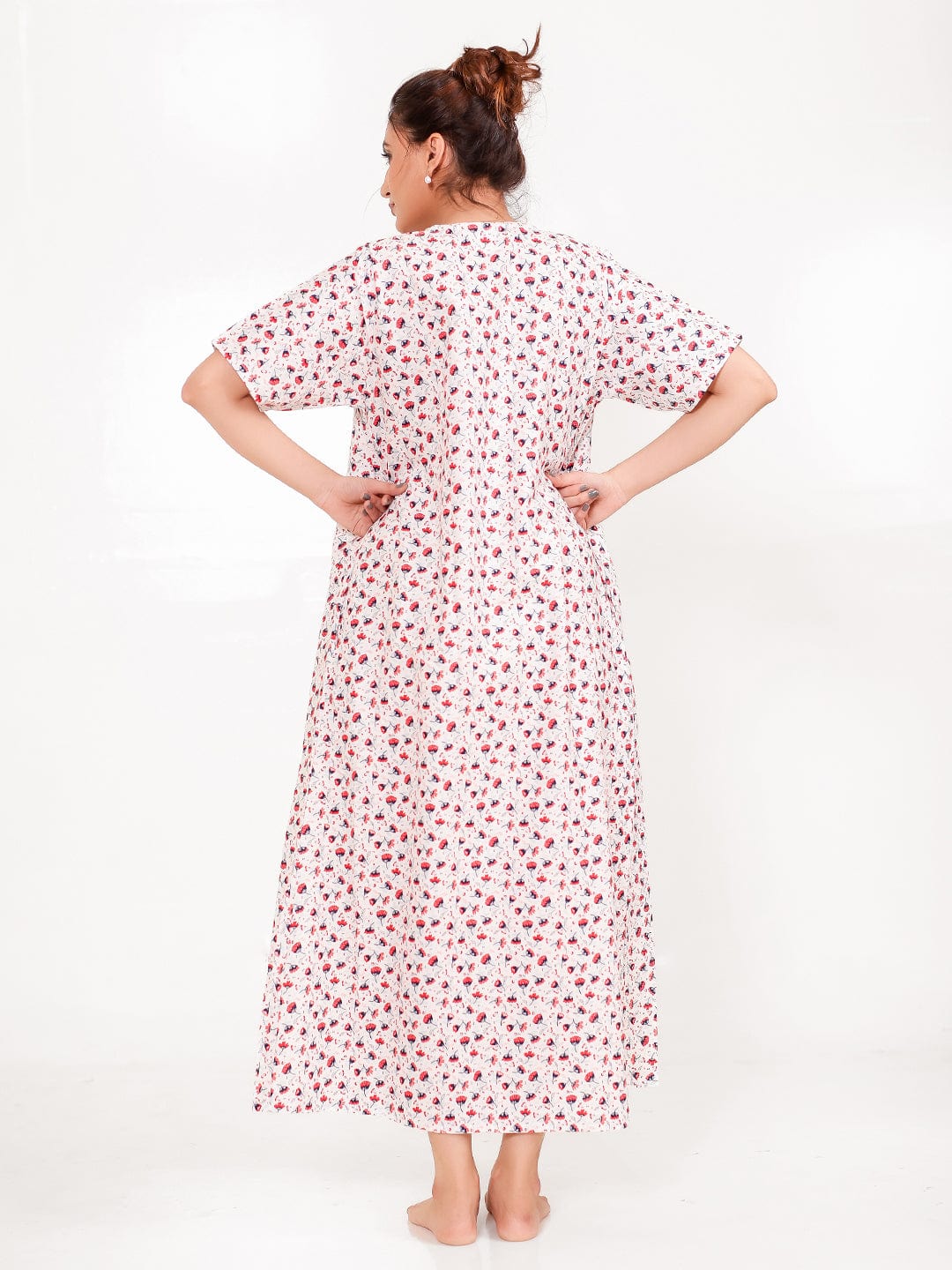 The Kaftan Company Nightdress Ditsy Floral Cotton Nightdress with Pintuck