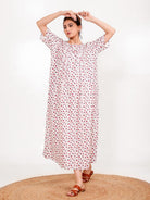 The Kaftan Company Nightdress Ditsy Floral Cotton Nightdress with Pintuck