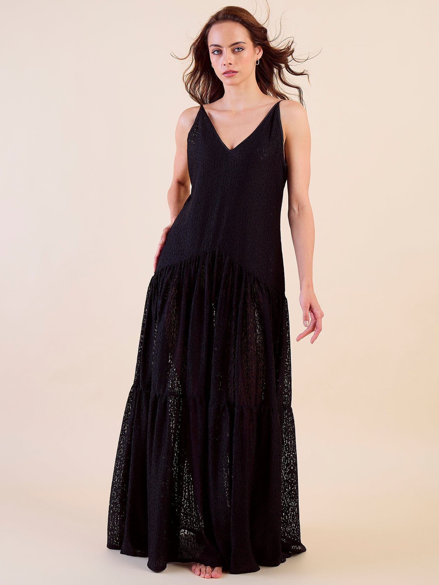 The Kaftan Company Nightdress Elegant Black Lace Nightdress – Sleeveless, Flowy & Romantic