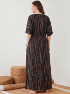 The Kaftan Company Nightdress Ethnic Stripe Print Maxi Nightdress