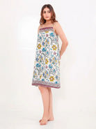 The Kaftan Company Nightdress Floral Print Cotton Negligee with Border Print