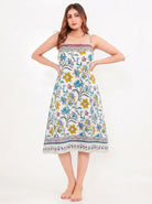 The Kaftan Company Nightdress Floral Print Cotton Negligee with Border Print