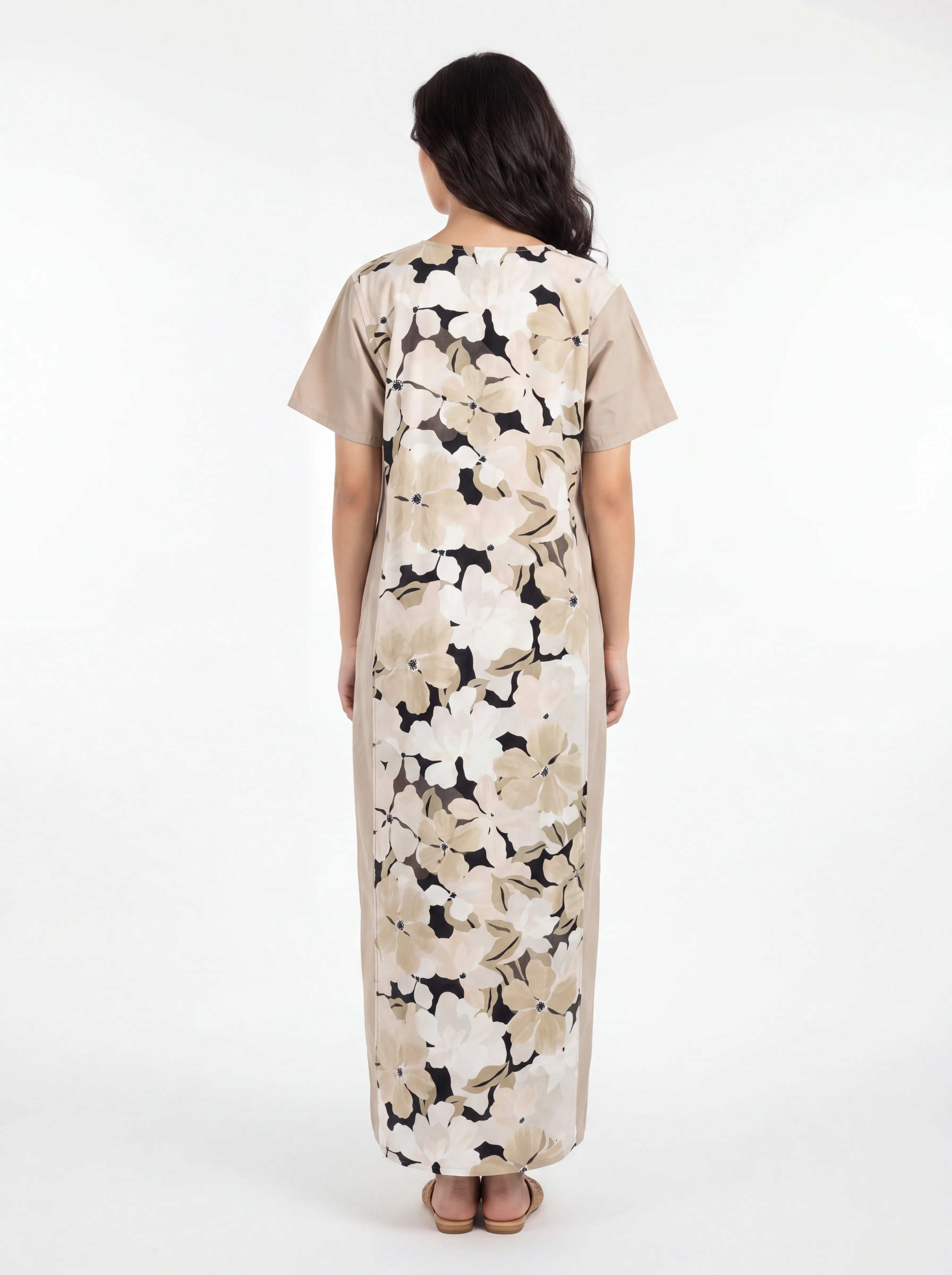 The Kaftan Company Nightdress Floral Print Linen Cotton Maxi Nightdress