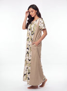 The Kaftan Company Nightdress Floral Print Linen Cotton Maxi Nightdress