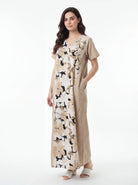 The Kaftan Company Nightdress Floral Print Linen Cotton Maxi Nightdress