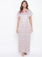 The Kaftan Company Nightdress Floral Print Satin Maxi Nightdress