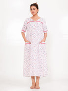 The Kaftan Company Nightdress Front-Open Pastel Floral Cotton Nightdress