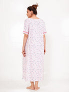 The Kaftan Company Nightdress Front-Open Pastel Floral Cotton Nightdress