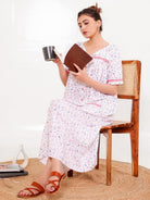 The Kaftan Company Nightdress Front-Open Pastel Floral Cotton Nightdress