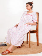 The Kaftan Company Nightdress Front-Open Pastel Floral Cotton Nightdress