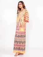The Kaftan Company Nightdress Golden Motif Satin Printed Nightdress
