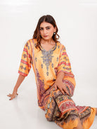 The Kaftan Company Nightdress Golden Motif Satin Printed Nightdress