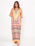 The Kaftan Company Nightdress Golden Motif Satin Printed Nightdress