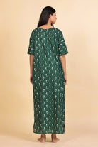 The Kaftan Company Nightdress Green Bird Print Cotton Nightdress