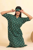 The Kaftan Company Nightdress Green Bird Print Cotton Nightdress