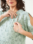 The Kaftan Company Nightdress Green Butterfly Maternity and Feeding Nightdress