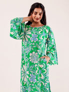 The Kaftan Company Nightdress Green Floral Printed Modal Nightdress