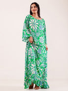The Kaftan Company Nightdress Green Floral Printed Modal Nightdress