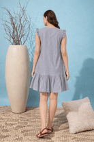 The Kaftan Company Nightdress Grey Dobby Cotton Short Nightdress with Ruffle Hem
