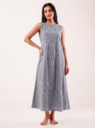 The Kaftan Company Nightdress Grey Embroidered Nightdress with Snap-Button Closure