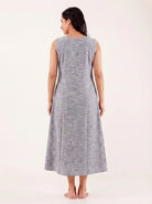 The Kaftan Company Nightdress Grey Embroidered Nightdress with Snap-Button Closure