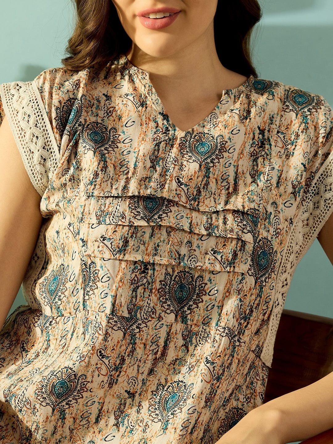 The Kaftan Company Nightdress Intricate Floral Digital Printed Night Dress