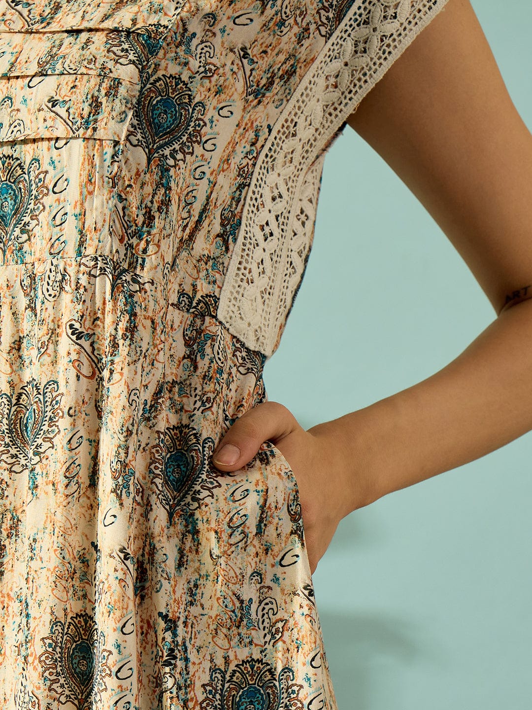 The Kaftan Company Nightdress Intricate Floral Digital Printed Night Dress