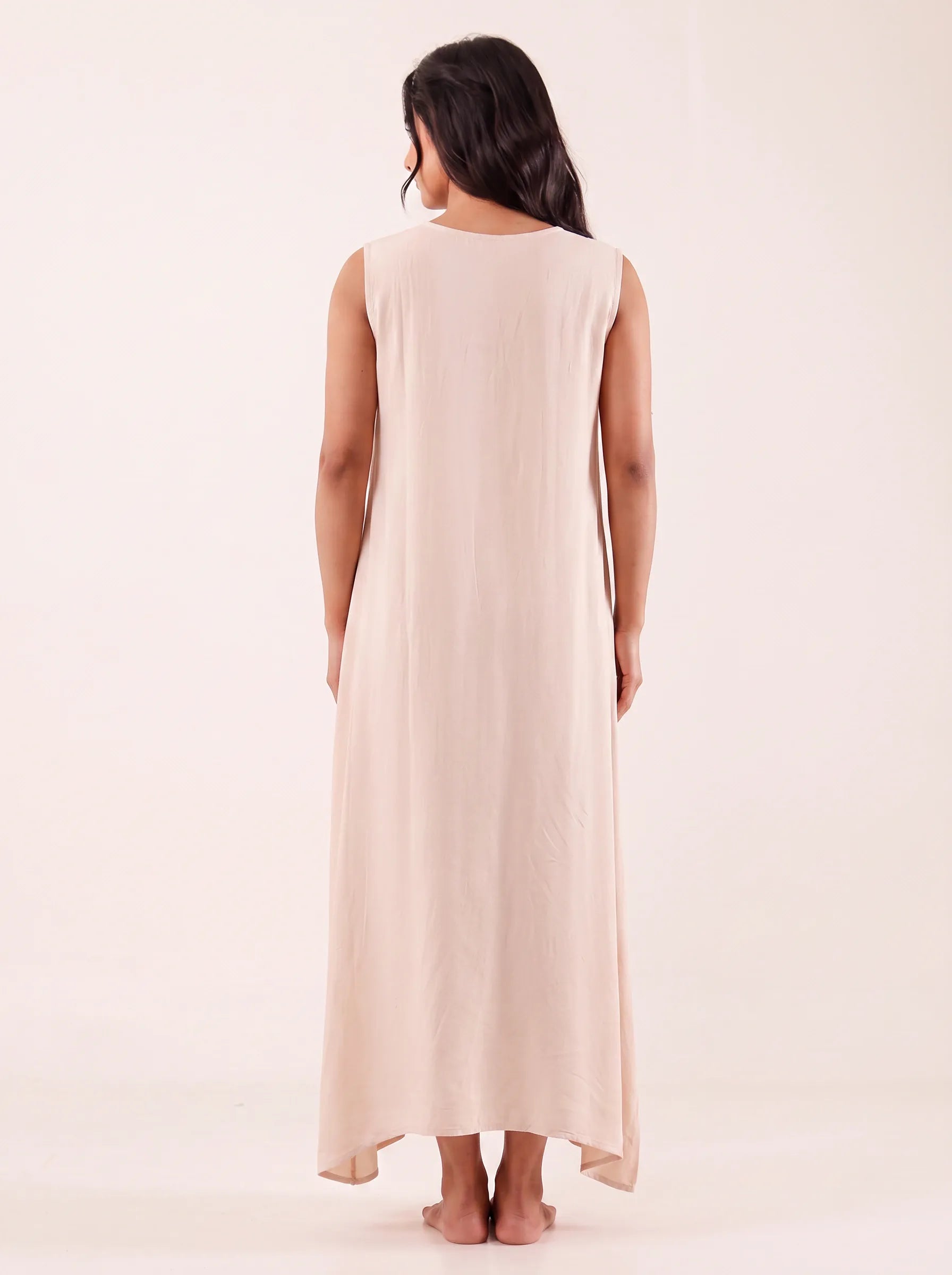 The Kaftan Company Nightdress Ivory Embroidered Nightdress with Snap-Button Closure