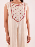 The Kaftan Company Nightdress Ivory Embroidered Nightdress with Snap-Button Closure