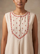 The Kaftan Company Nightdress Ivory Embroidered Nightdress with Snap-Button Closure