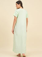 The Kaftan Company Nightdress Light Green Cotton Viscose Blend Nightdress – Soft Pleated Yoke & Side Pockets
