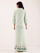 The Kaftan Company Nightdress Mint Green Embroidered Cotton Nightdress