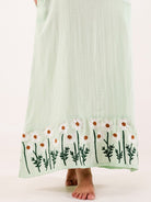 The Kaftan Company Nightdress Mint Green Embroidered Cotton Nightdress