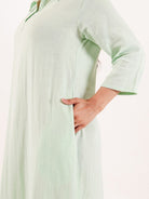 The Kaftan Company Nightdress Mint Green Embroidered Cotton Nightdress