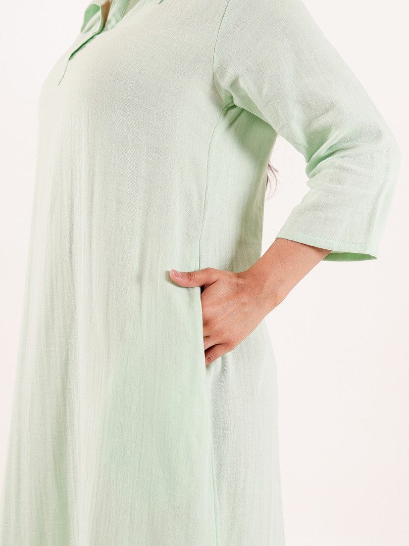 The Kaftan Company Nightdress Mint Green Embroidered Cotton Nightdress