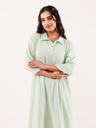 The Kaftan Company Nightdress Mint Green Embroidered Cotton Nightdress