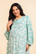 The Kaftan Company Nightdress Mint Green Floral Viscose Rayon Maternity Nightdress