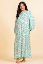 The Kaftan Company Nightdress Mint Green Floral Viscose Rayon Maternity Nightdress