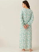 The Kaftan Company Nightdress Mint Green Floral Viscose Rayon Maternity Nightdress