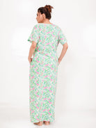The Kaftan Company Nightdress Mint Pink Cotton Floral Nightdress with Pockets
