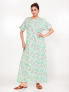 The Kaftan Company Nightdress Mint Pink Cotton Floral Nightdress with Pockets