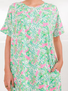 The Kaftan Company Nightdress Mint Pink Cotton Floral Nightdress with Pockets
