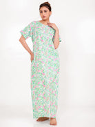 The Kaftan Company Nightdress Mint Pink Cotton Floral Nightdress with Pockets
