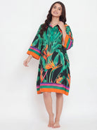 The Kaftan Company Nightdress Neon Paradise Print Short Cotton Nightdress