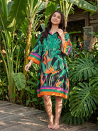 The Kaftan Company Nightdress Neon Paradise Print Short Cotton Nightdress