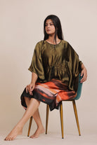 The Kaftan Company Nightdress Olive Ombre Satin Kaftan Nightdress