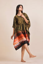 The Kaftan Company Nightdress Olive Ombre Satin Kaftan Nightdress