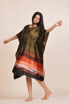 The Kaftan Company Nightdress Olive Ombre Satin Kaftan Nightdress