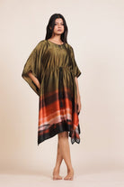 The Kaftan Company Nightdress Olive Ombre Satin Kaftan Nightdress