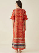 The Kaftan Company Nightdress Ornate Print Nightdress with Ruffle Sleeves and Eye Mask